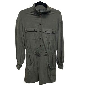 Line & Dot Poppy Mino Dress In Olive Long Sleeve Womens medium utility military